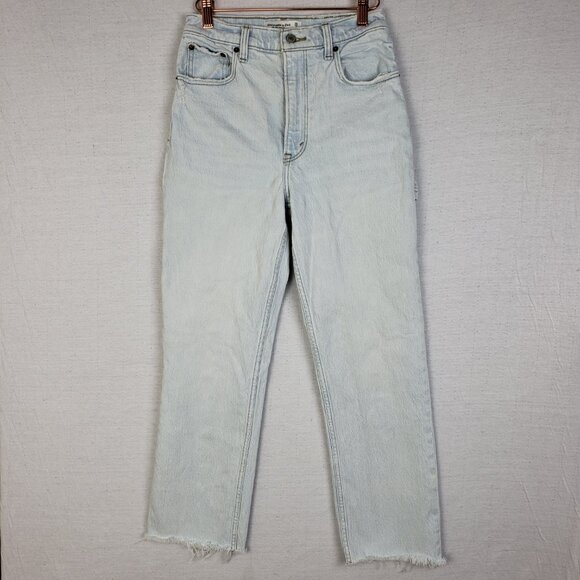 Abercrombie & Fitch 90s Straight Ultra High Rise Carpenter Jean Light Wash 26R - Picture 3 of 14